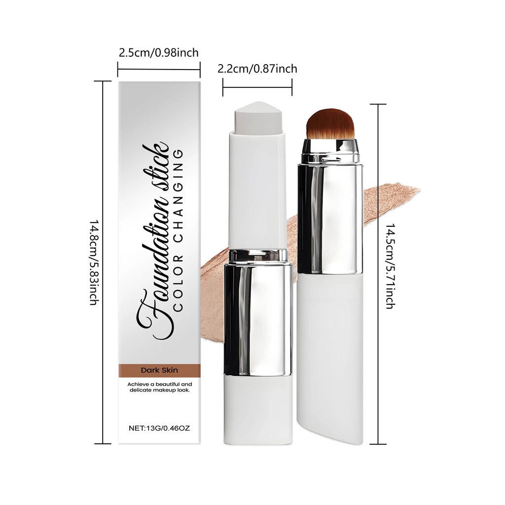 Foundation Make-Up Stick Double Head with Brush 3 Colors Lightweight Moisturizing Brighten Matte Concealer 2IN1 Foundation Stick
