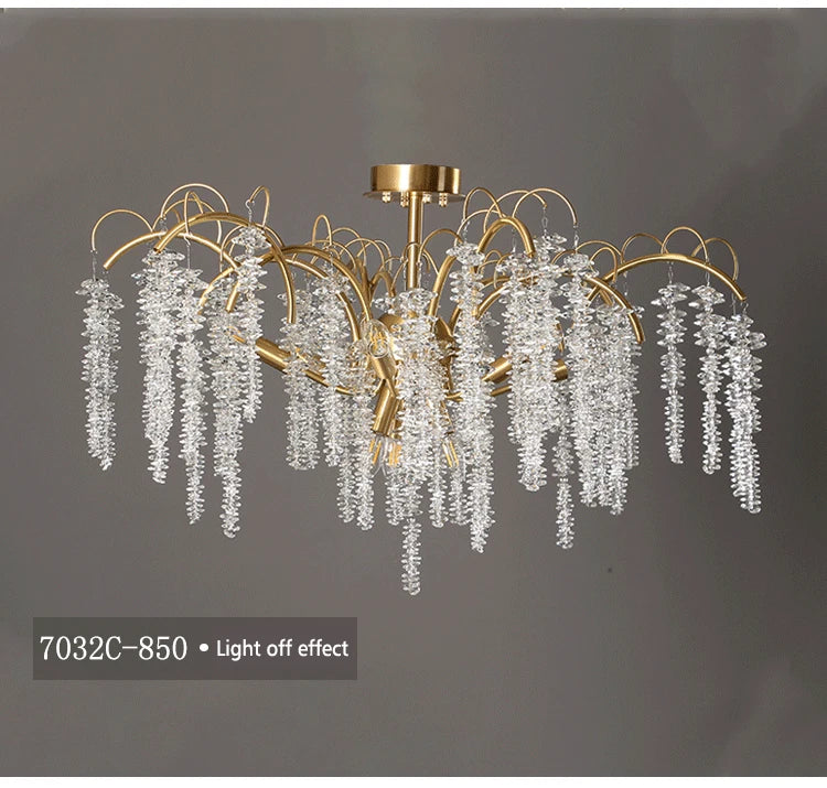 Morden LED Art Strip Crystal Ceiling Chandeliers Branch Pendant Lamp Villa Hall Hanging Light Home Decor Lustre Lighting Fixture
