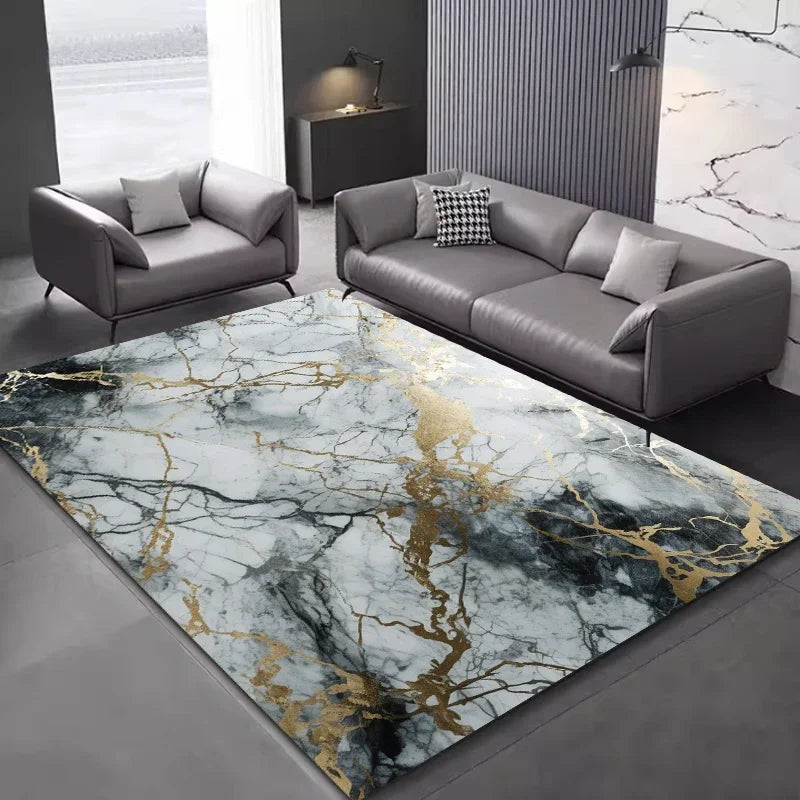 Luxury Nordic Flannel Carpets for Living Room Sofa Beside Texture Decoration Bedroom Rug Large Size Non-slip Washable Lounge Mat