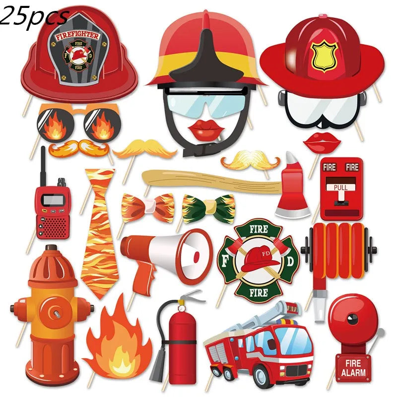 Fireman Sam Party Supplies Disposable Tableware Set Paper Plates Cups Tablecloth Fire Truck Birthday Party Decor Boys Baby Showe