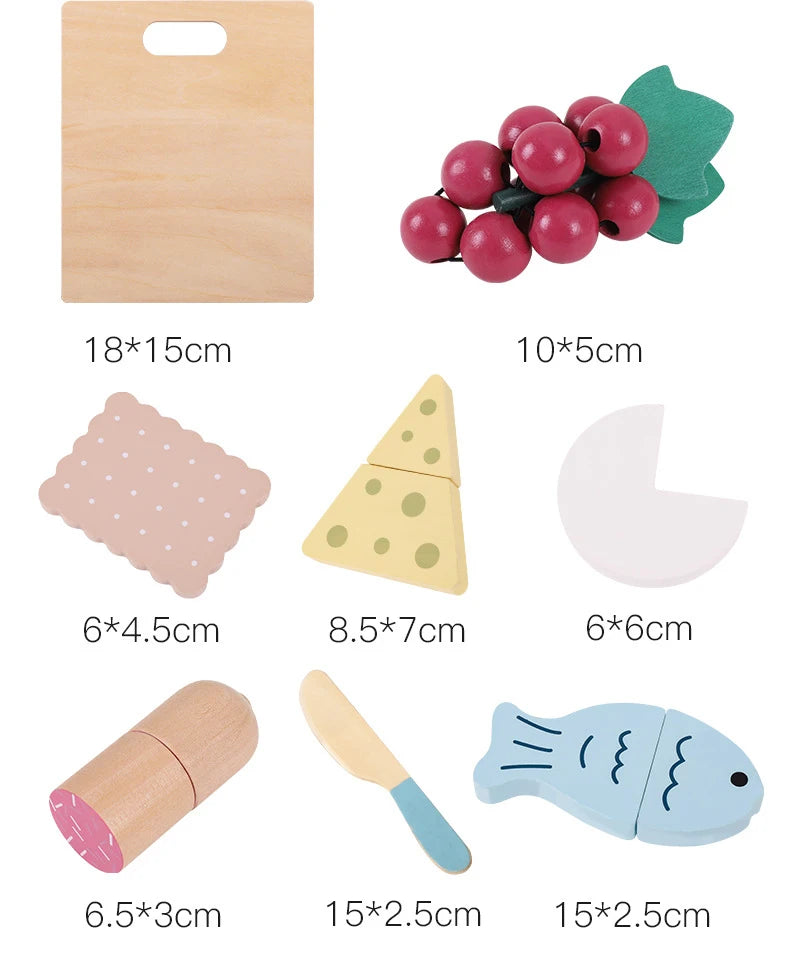 Wooden Pretend Play Food Kitchen Toys Classic Cutting Cooking Set Kids HousePlay Educational Imitation Game Toys for Girls Boys