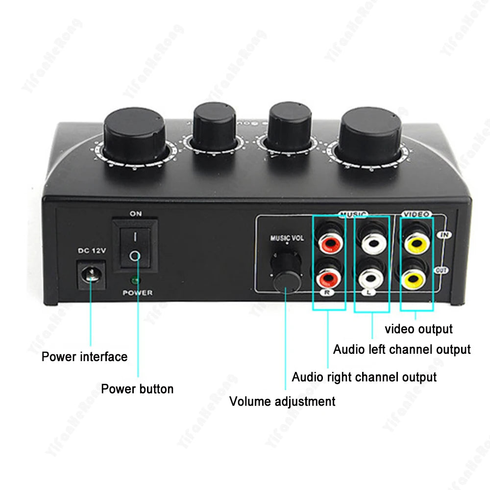 Portable Karaoke Sound Mixer Professional Dual Mic Inputs Audio System  Digital Audio Sound Machine Echo OK Mixer System