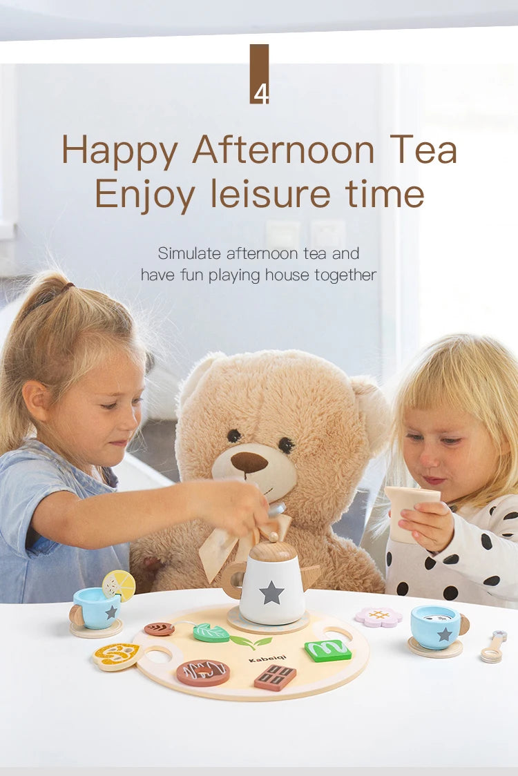 Children's simulation wooden toys, tea set sets, pretend games, baby educational toys, birthday and holiday gifts