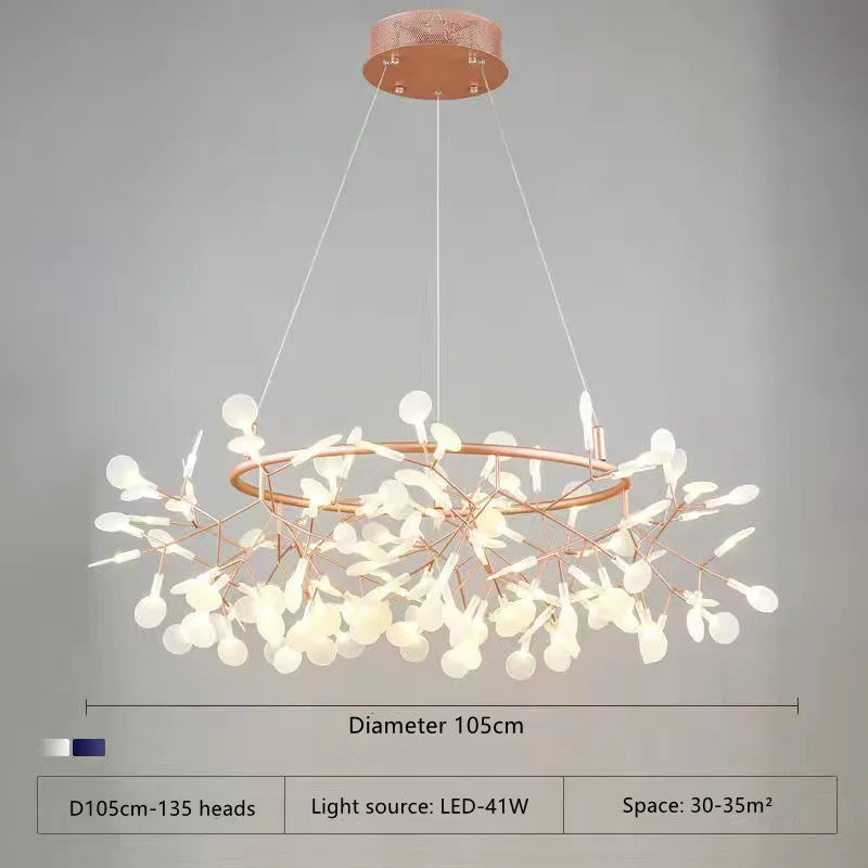 Nordic LED Firefly Ceiling Chandelier Modern Living Dining Room Pendant Lamp Bedroom Hanging Light Lustre Home Decor Fixture2023