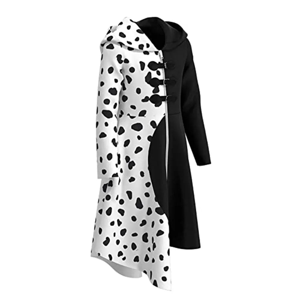 Movie Cruella Cosplay Costume Dress Outfit Cloak With Gloves Carnival Suit Cruella De  Vil Costume For Adult Party Uniform Suit