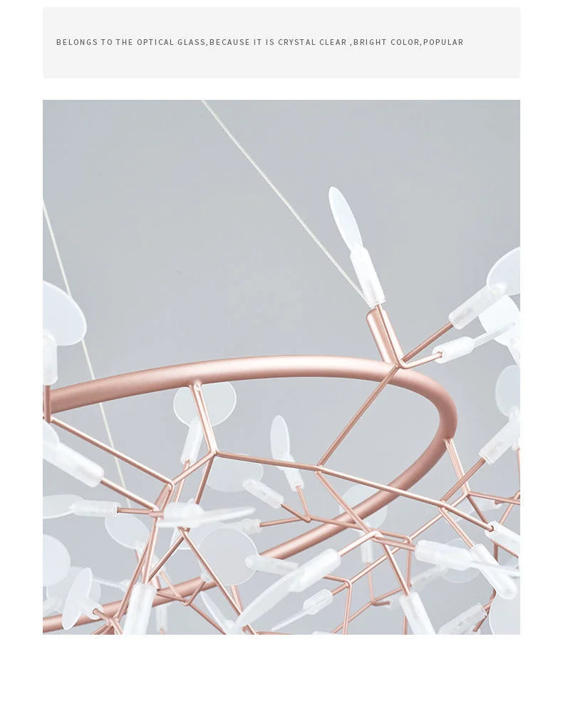 Nordic LED Firefly Ceiling Chandelier Modern Living Dining Room Pendant Lamp Bedroom Hanging Light Lustre Home Decor Fixture2023