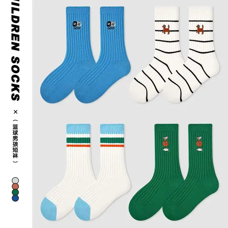 Newest Boys Girls Socks 2025 Spring Baby Cotton Socks Sport Sock  Double Needle 3-12T Children's  Socks
