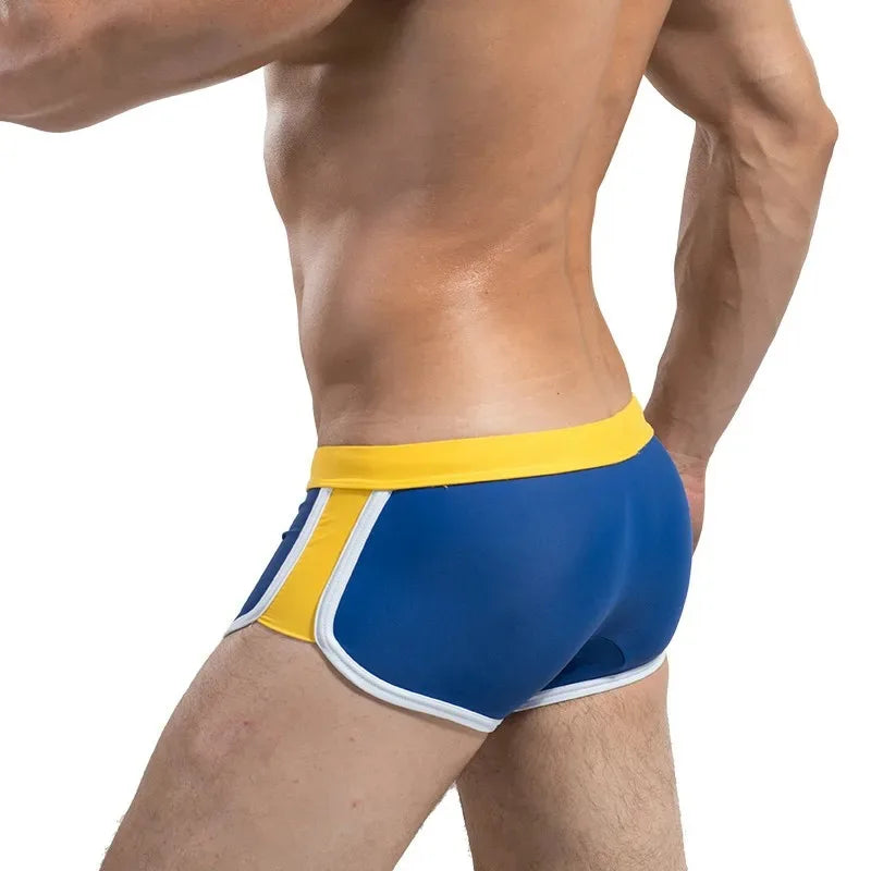 Men's Swimming Trunks with Drawstring Flat Angle Swim Shorts Quick Dry Beach Shorts for Water Sports