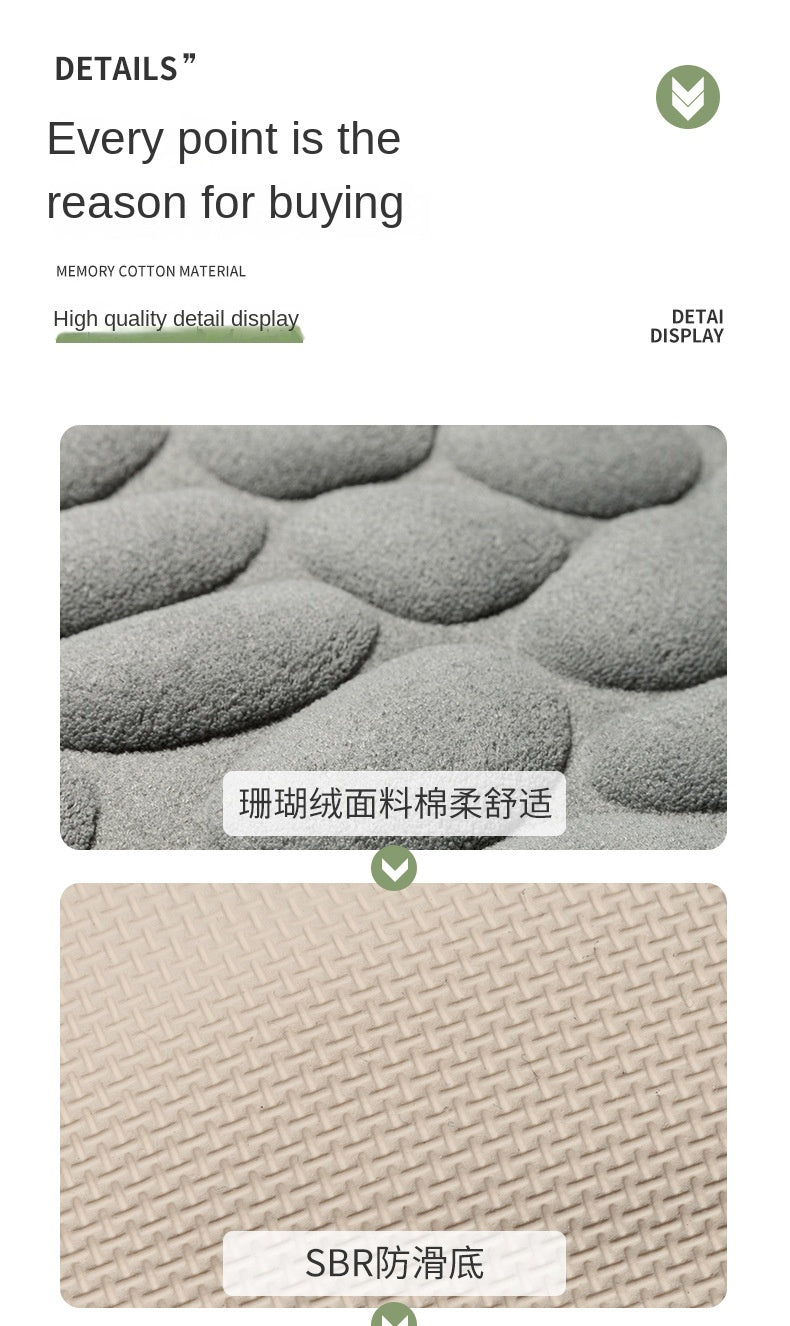 Mat Non-slip Carpets Cobblestone Embossed Bathroom Bath In Wash Basin Bathtub Side Floor Rug Shower Room Doormat Memory Foam