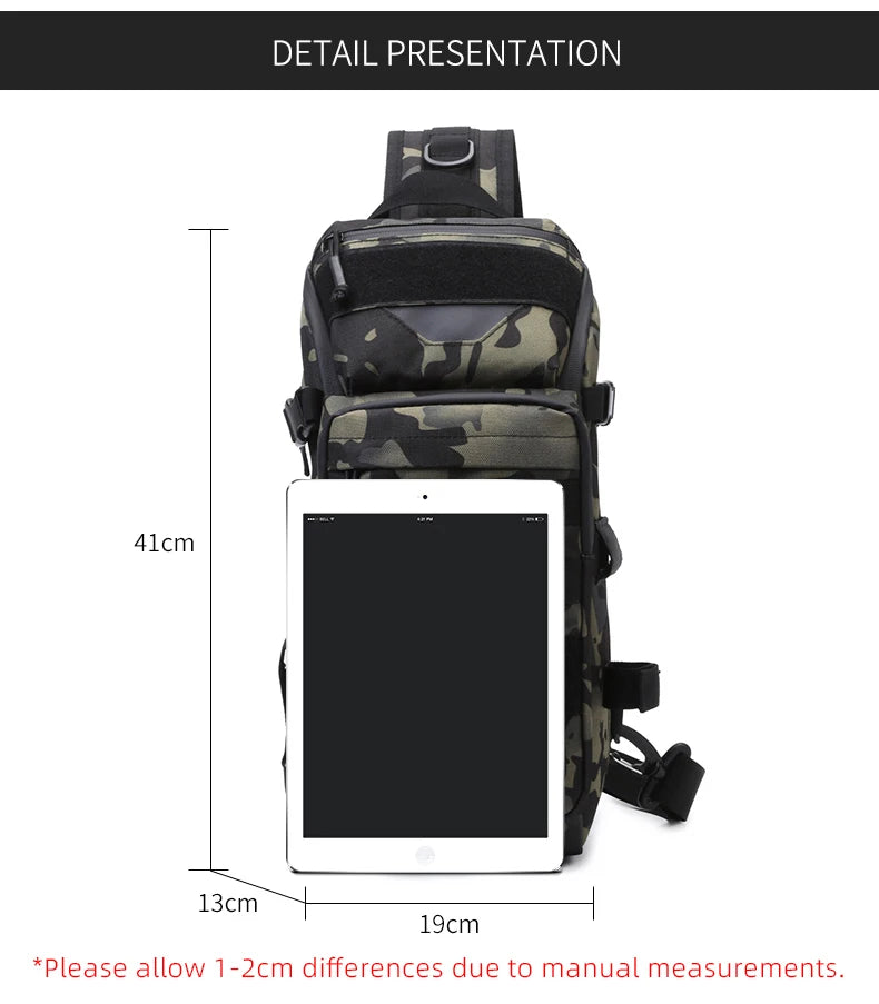 Men Chest Bag Molle Fanny Pack Outdoor Sport Fishing Hunting Camping Hiking Tactical Hook and Loop Fastener Sling Shoulder Bag