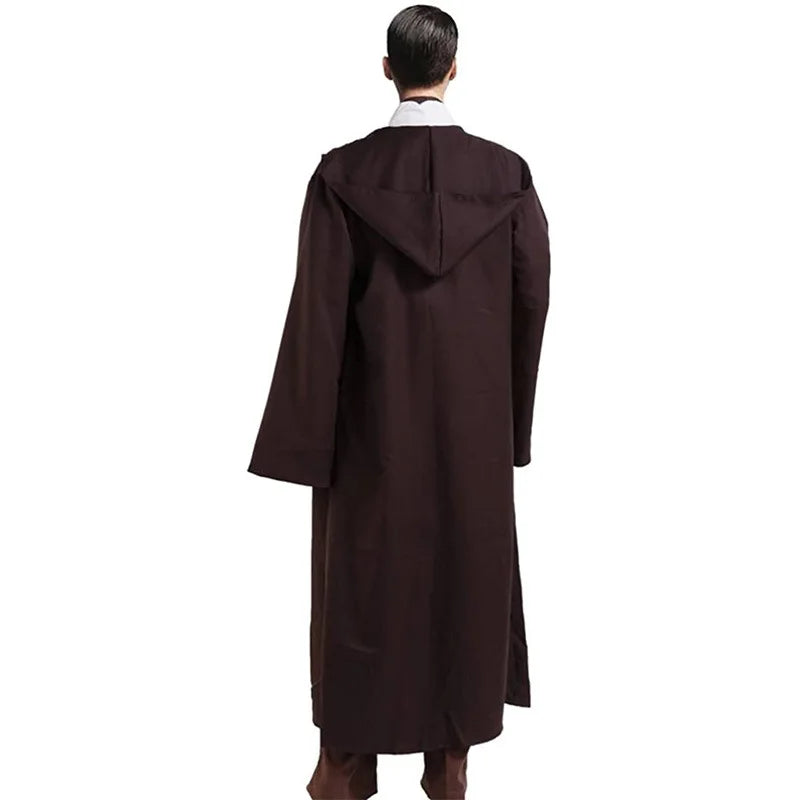 Halloween Festival Costumes Solid Long Robe Cosplay Costumes Abayas Hooded Punk Style Cloak Medieval Gothic Cape Novelty
