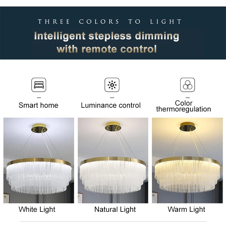 Post Modern Led Chandelier 2026 New Tassel Crystal Pendant Lamp American Luxurious Chandelier Home Decor Luster Lighting Fixture