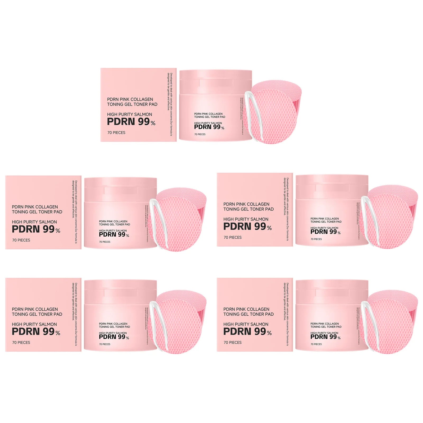 PDRN Pink Collagen Toning Gel Toner Pad Hydrating Shrink Pores Brightening Improve Skin Elasticity Smoothing Firming Cotton Pads