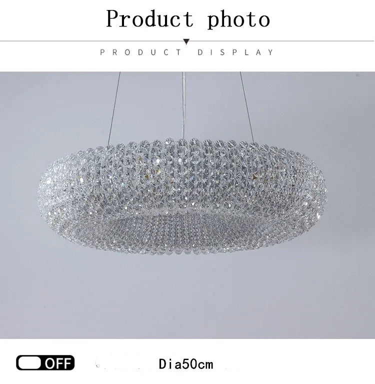 American Luxury Loft Led Chandelier Modern Living Room Pendant Lights K9 Crystal Suspend Lamp Home Decor Indoor  Lustre Fixtures