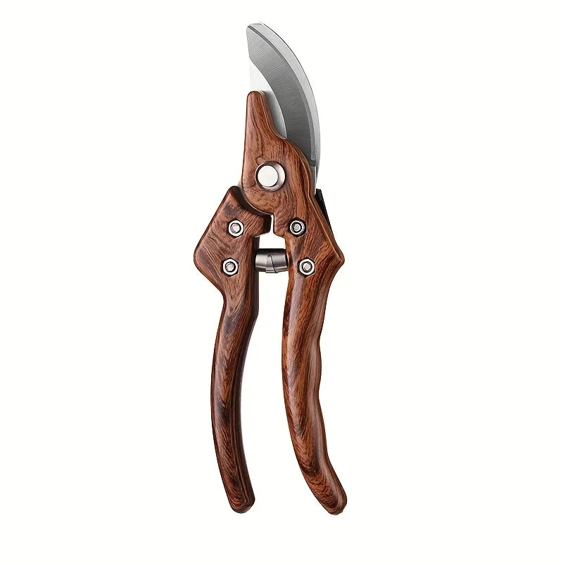 Garden Pruning Shears - Labor-Saving Spring, Sharp Blade, Bent Head, Glass Fiber Wood Grain Sponge Handle