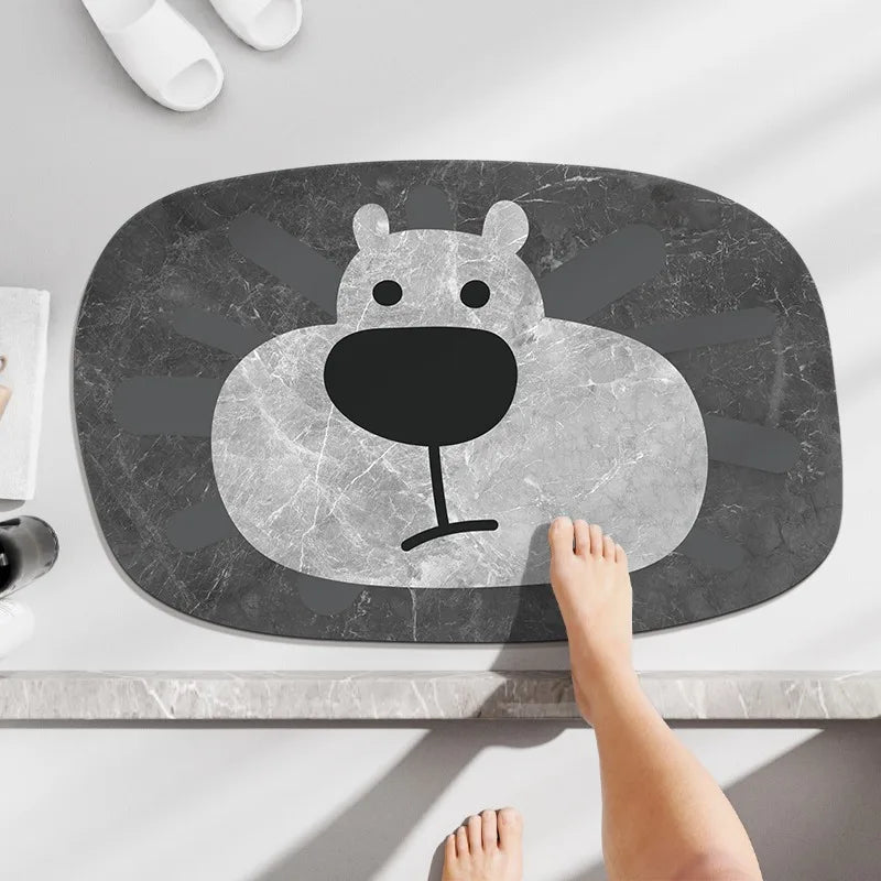Bathroom Carpet Non-slip Water-absorbent Dirt-resistant Floor Mat Cute Animal Head Pattern Rug Irregular Size Home Decor Mats
