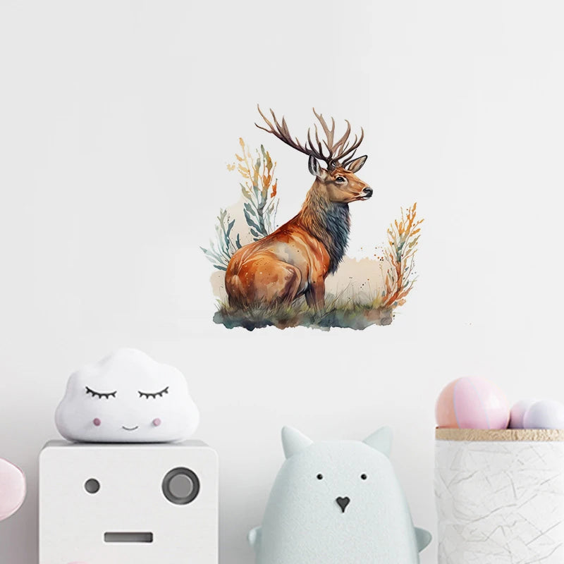 C400#Cute Deer Wall Sticker Kids Room Background Home Decoration Mural Living Room Wallpaper Funny Decal
