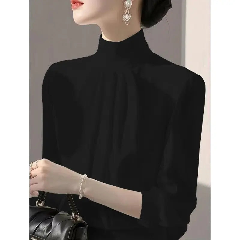 Women Clothing New Temperament Simplicity Shirt Tops Spring Long Sleeve Loose Solid All-match Elegant Blouse Fashion High Street