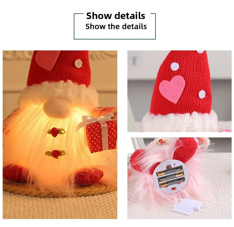 Valentine's Day Decorations Glowing Gnome Faceless Doll Ornaments Plush Knitted Love Faceless Dolls Holiday Party Surprise Gift