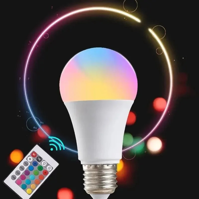 E27 RGB LED Light Bulb 220V Multicolor White Color Changing Lamp with IR Remote Control for Bedroom Party Home Decor