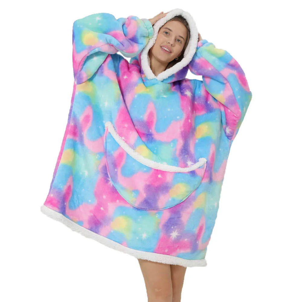 Lazy Hoodie Blanket Oversized for Women Winter Fleece Sherpa Leopard Print Sleeping Blanket Hoodies Thicken Fleece Sweatshirt