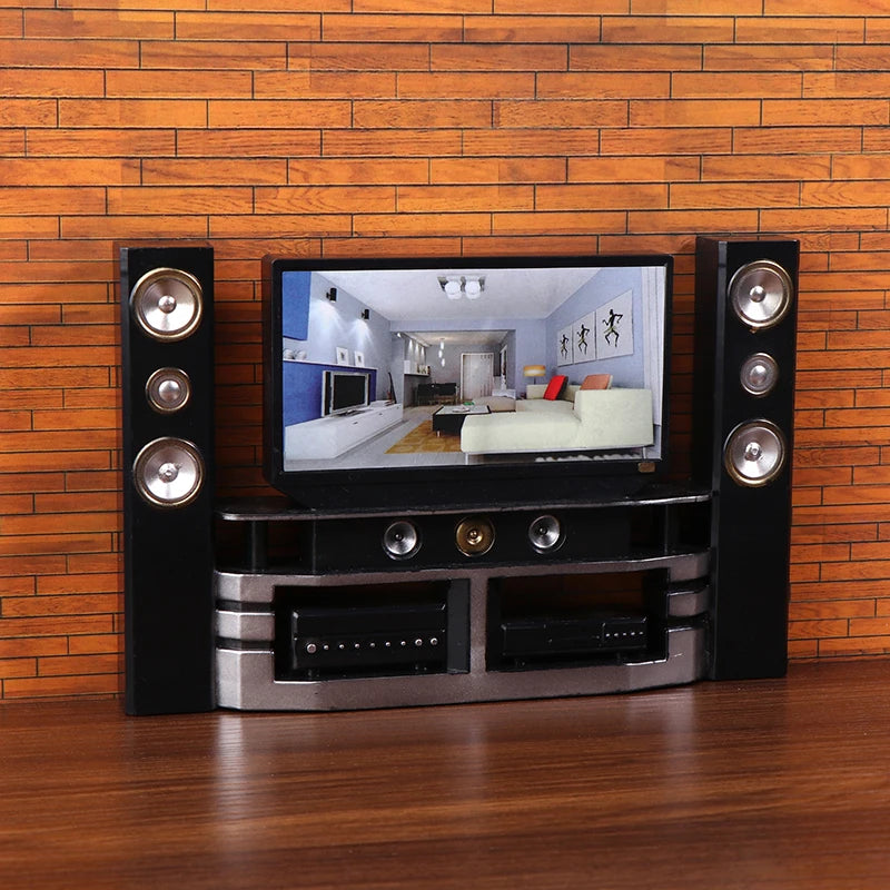 Dollhouse Audio TV Ornament in 1/12 Scale, Miniature Living Room Decor for Doll’s House, Micro Scene Toys