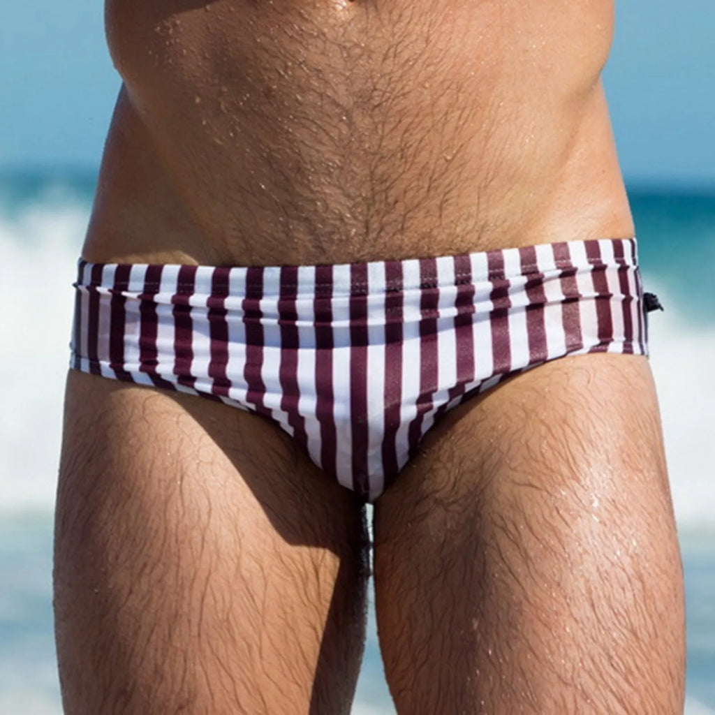 Men's Swim Trunks Sexy Striped swimming trunks Sexy Beach mens bikini underwear Hot Spring Pool Swim Trunks Male swimming briefs
