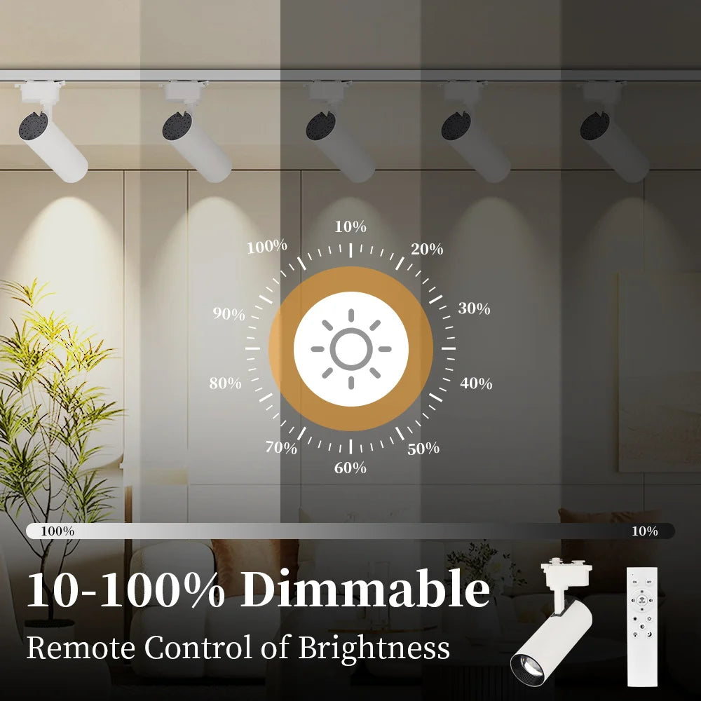 Dimmable Track Light with Remote Control Led Spot Lights 110V 220V Ceiling Lamp for Living Room Bedroom Kitchen Linear Lighting