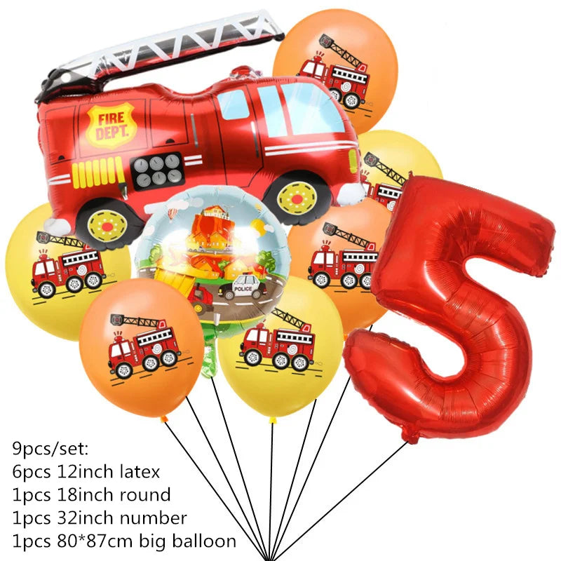 Fireman Sam Party Supplies Disposable Tableware Set Paper Plates Cups Tablecloth Fire Truck Birthday Party Decor Boys Baby Showe