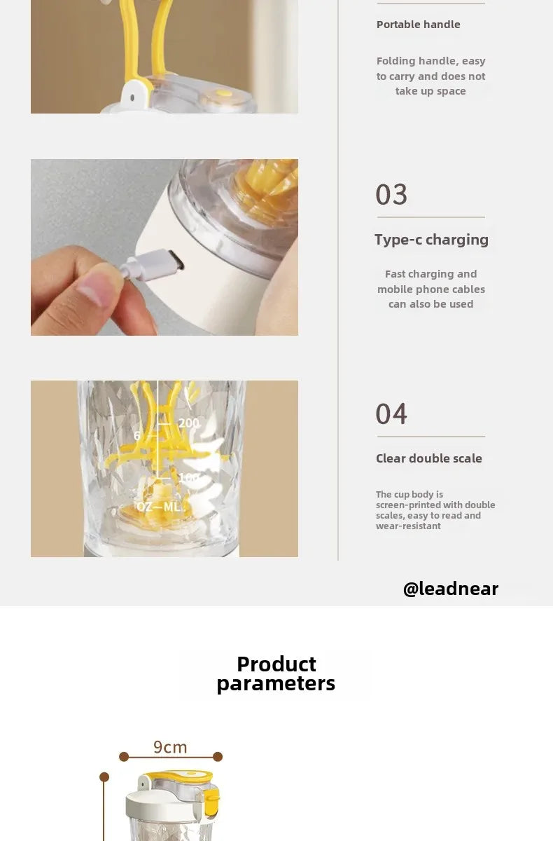 Premium Electric Protein Shaker Bottle Portable Mixer Cup USB Rechargeable Shaker Cups for Protein Shakes Sports Fitness Cup