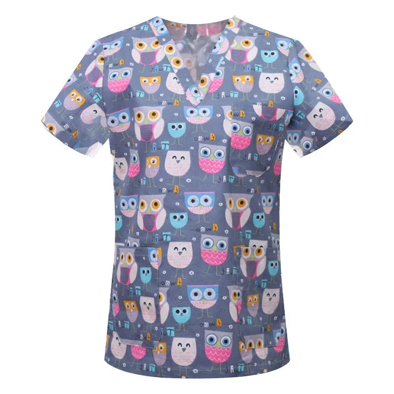 Women's Nursing Clothing High-quality Print Top Accessories Doctors Medical Uniform Hospital Nurse Beauty Salon Scrubs Top Women