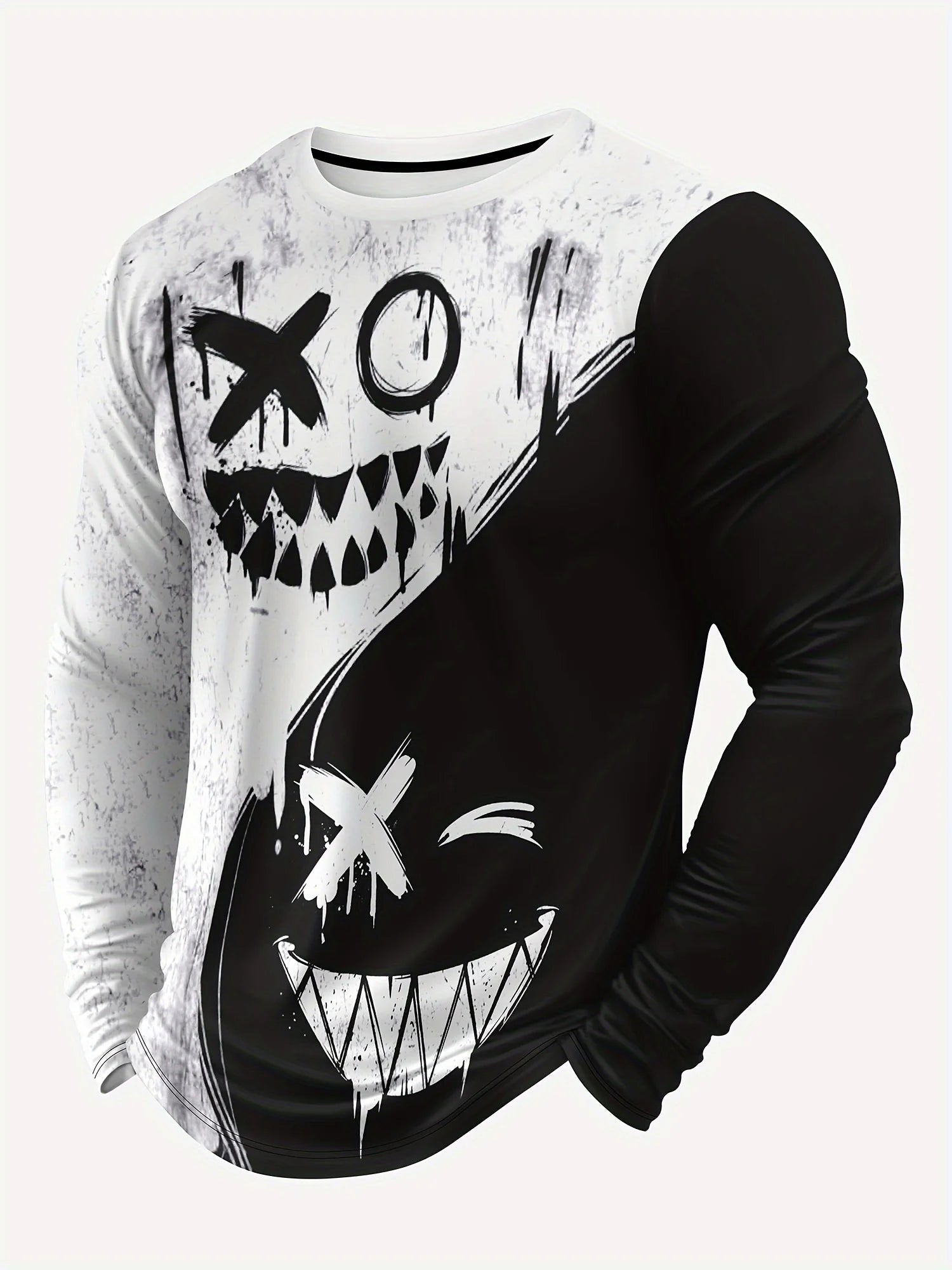 T-Shirts for Men Autumn Mens Clothing Round Neck Tops Long Sleeve Shirts 3D Print Graphic T Shirts Vintage Oversize Men T-Shirt