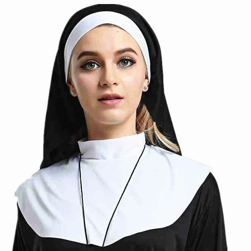Halloween Costume Women's Nun Costume Traditional Adult Sister Black Robe Religious Costumes CosplayHalloween Costumes for Women