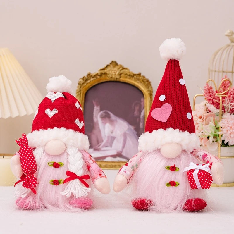 Valentine's Day Decorations Glowing Gnome Faceless Doll Ornaments Plush Knitted Love Faceless Dolls Holiday Party Surprise Gift