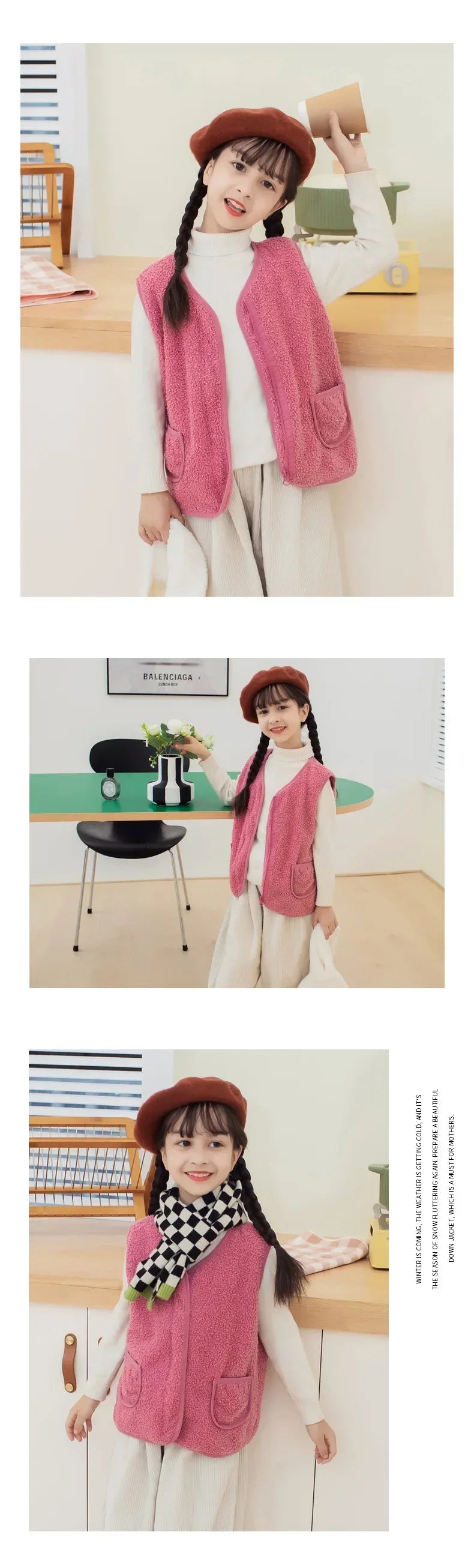 toddler girl winter clothes Autumn and Winter Children's New Lamb Velvet Vest Warm Vest for Infants and Girls toddler