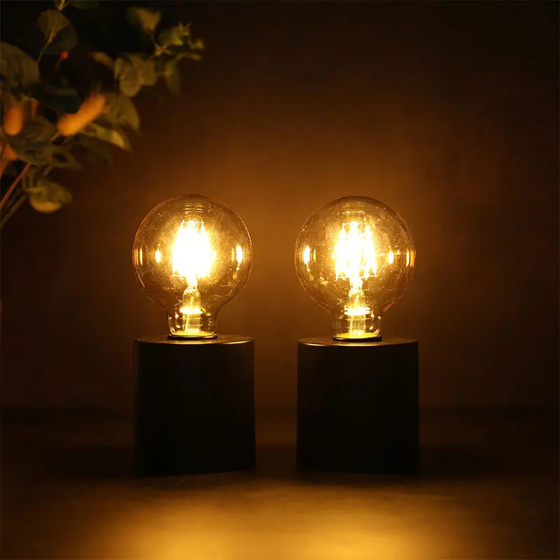 2Pcs Black Battery Powered Table Lamp Wireless Lamps Cordless Light Bedside Lights Candle Holder for Bedroom Wedding Home Decor
