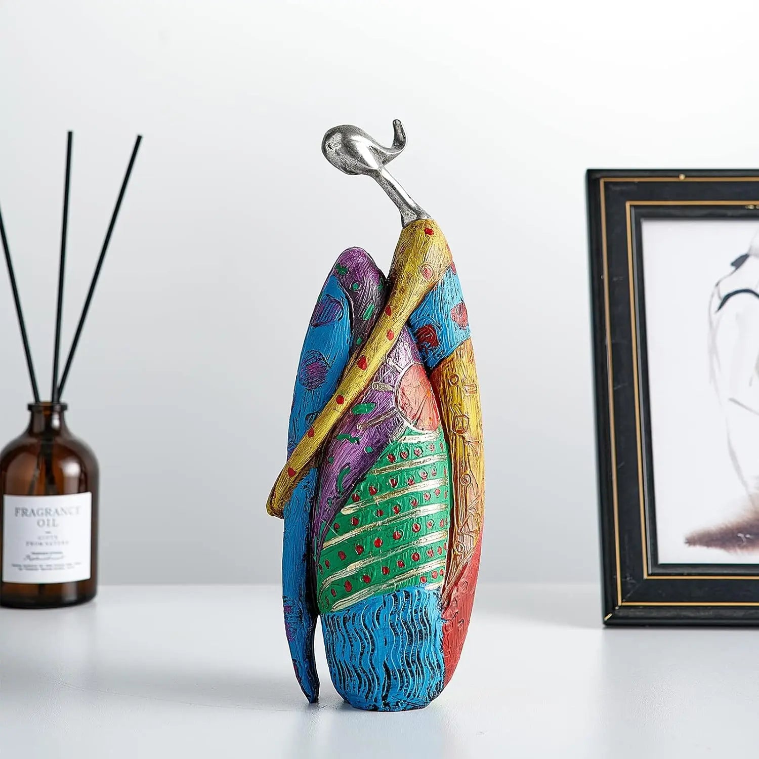 Art Female Sculpture Figurines, Abstract Woman Statue For Home Decor, Colorful Decorations For Living Room Shelf Office Cabinet