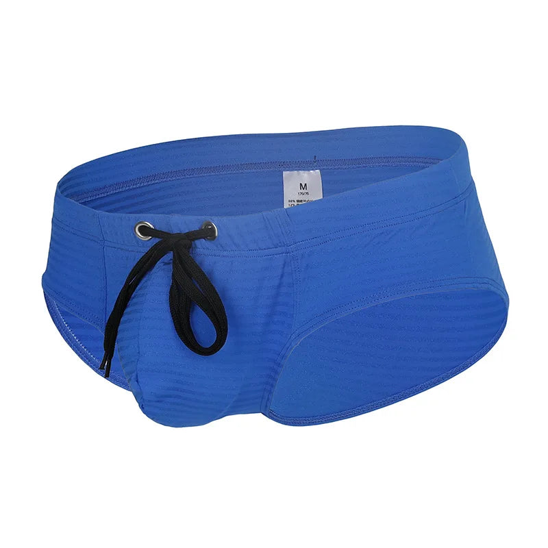 Men's Solid Color Swim Trunks Drawstring Slim Fit Anti-Slip, Quick-Dry Athletic Tight Sports Shorts Comfortable Swimming Bottoms