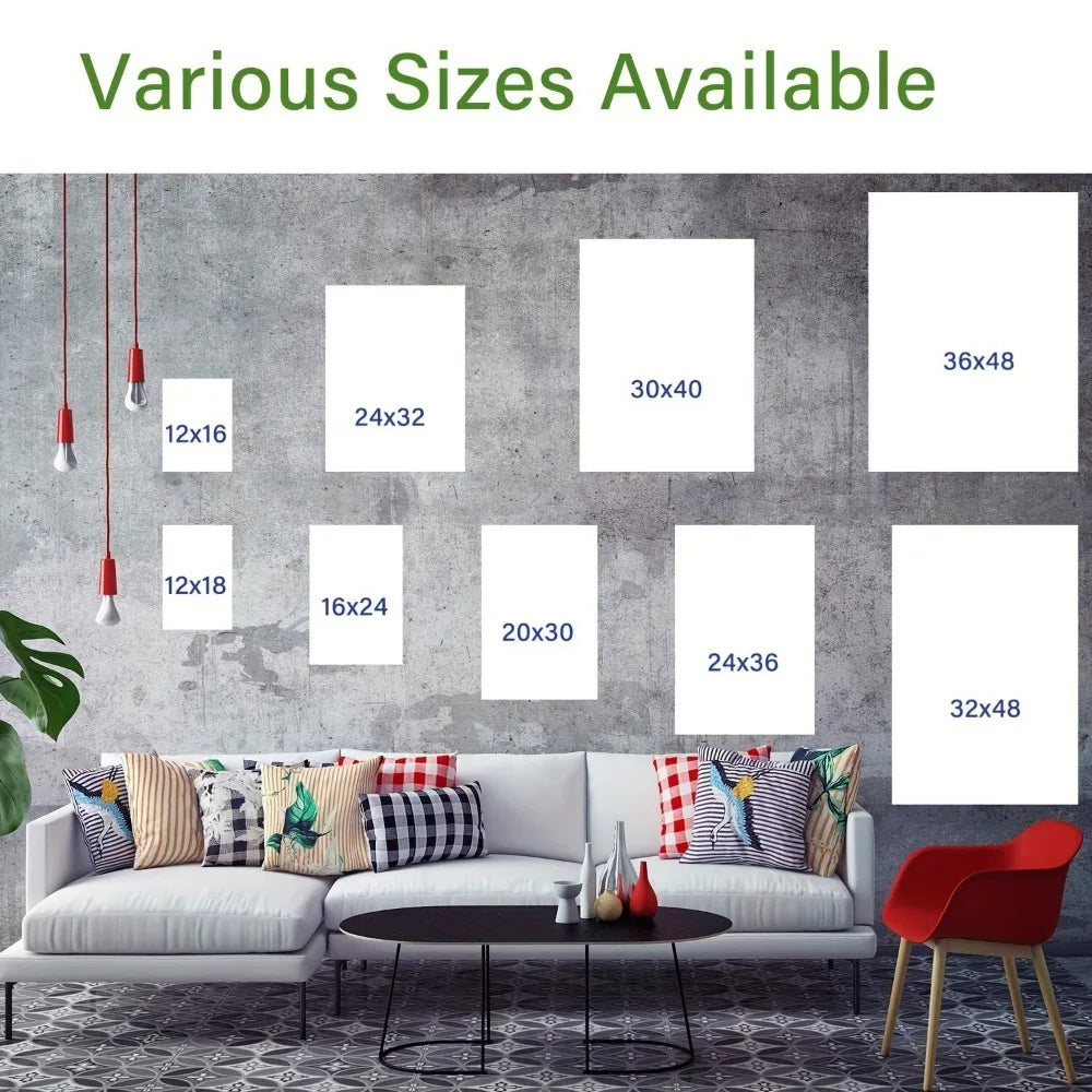 Grey and white abstract canvas painting, modern printed living room decoration, 1.5 inch thick pine solid wood frame