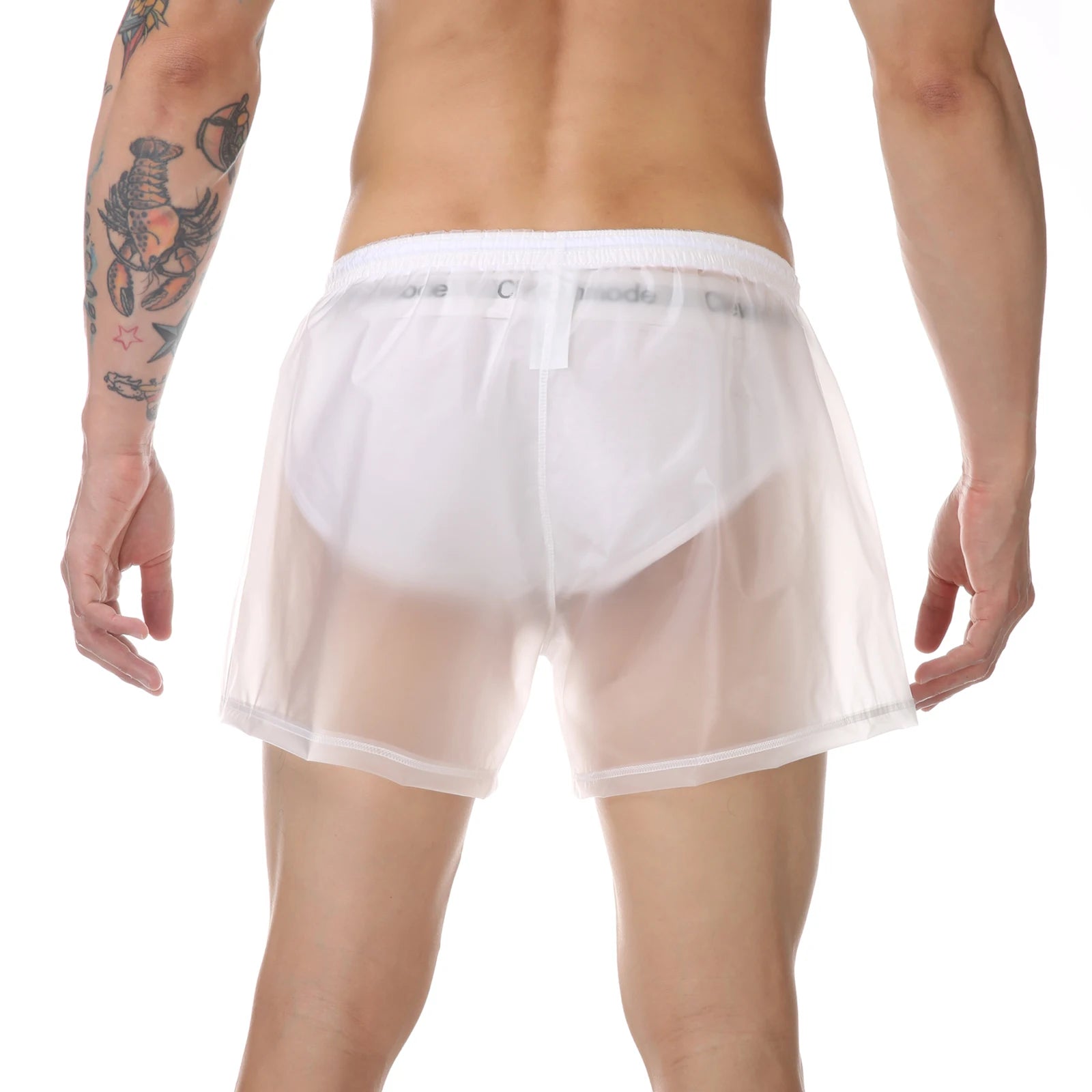 Men Beach Trunks Man Transparent Swimwear Sexy Swimming Swimsuit PVC Beachwear Shorts Boardshorts Bathing Suit Waterproof