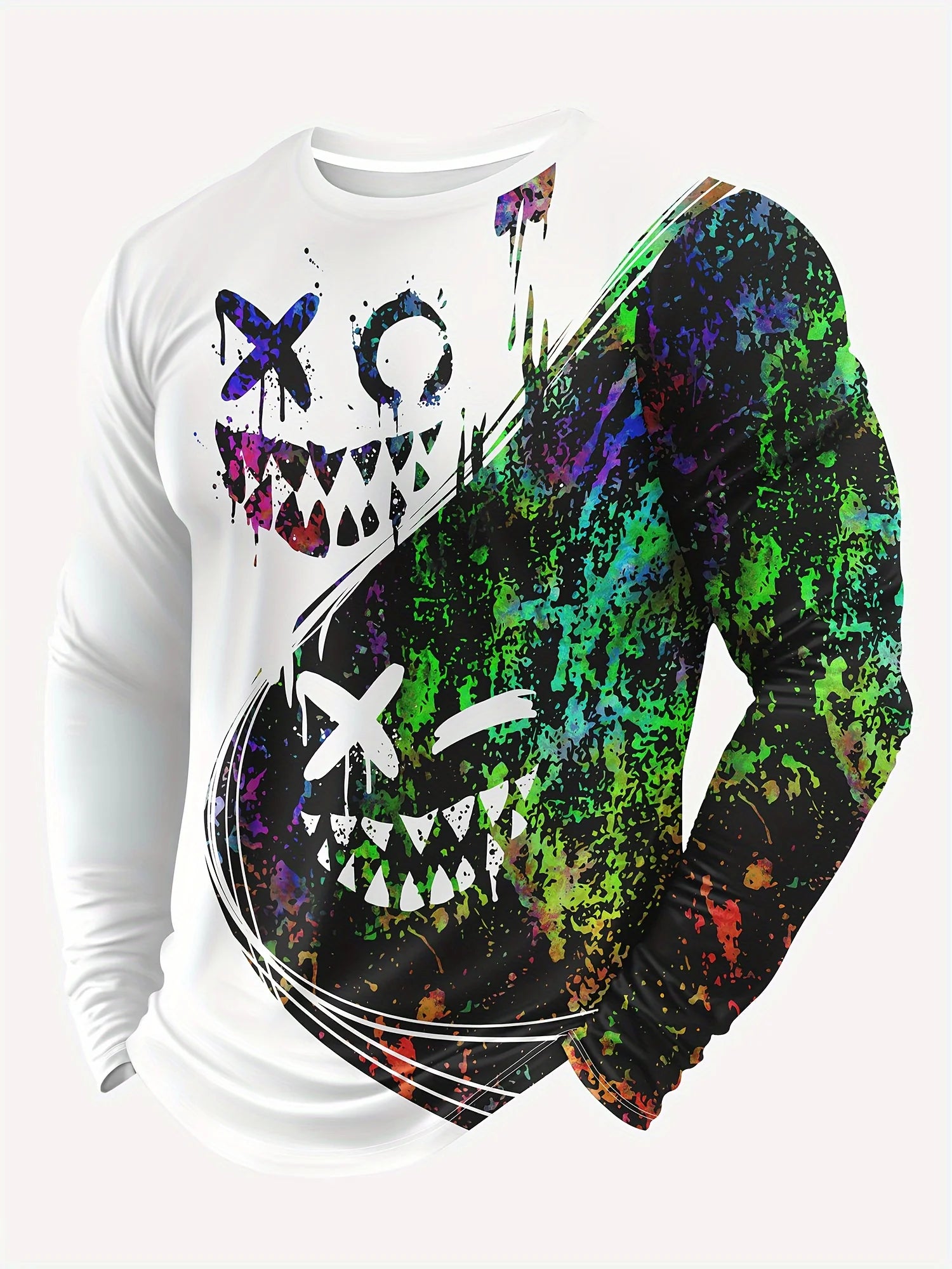 T-Shirts for Men Autumn Mens Clothing Round Neck Tops Long Sleeve Shirts 3D Print Graphic T Shirts Vintage Oversize Men T-Shirt