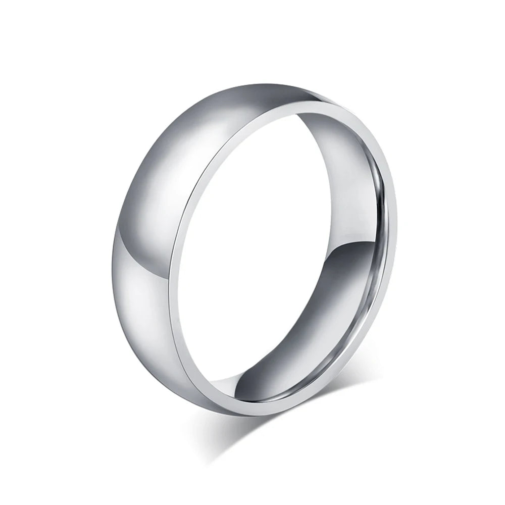Unisex 6mm Classic Black Blue Rose Gold Color Men Rings Fashion Jewelry Stainless Steel Big Size 4 5 6 7 8 9 10 11 12 13 14 15