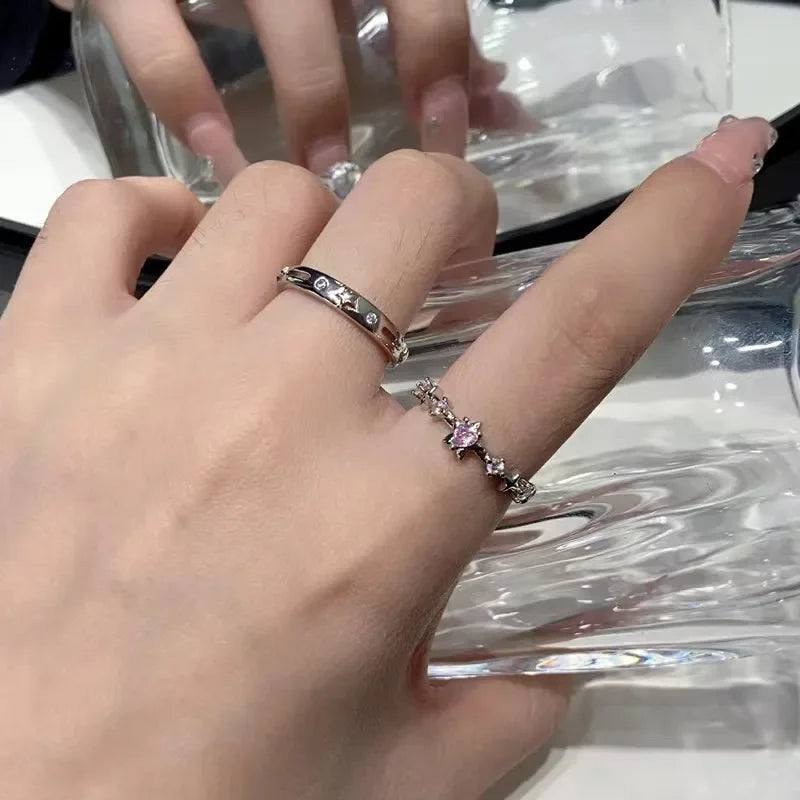 Star Couple Models Adjustable Ring Men And Women Simple Index Finger Rings Light Luxury Tide Cool Pair Of Rings Jewelry Gift