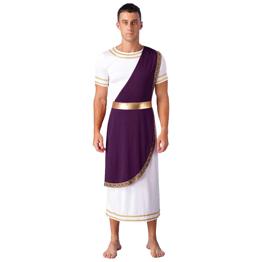 Mens Ancient Greek God Cosplay Outfit Roman Robe Costumes Ancient Greek Toga Spartan Dress Up Retro Vintage Warrior Clothing