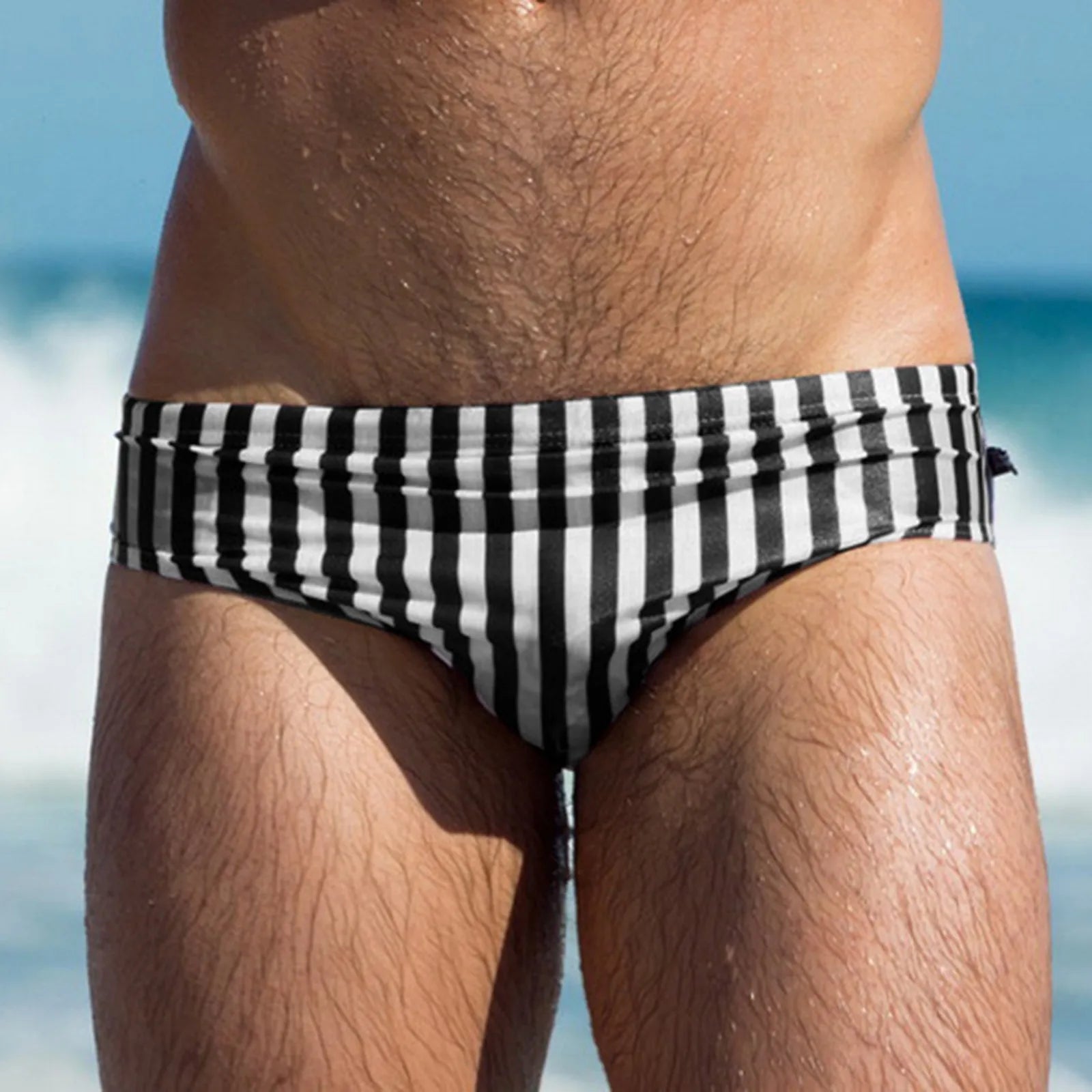 Men's Swim Trunks Sexy Striped swimming trunks Sexy Beach mens bikini underwear Hot Spring Pool Swim Trunks Male swimming briefs