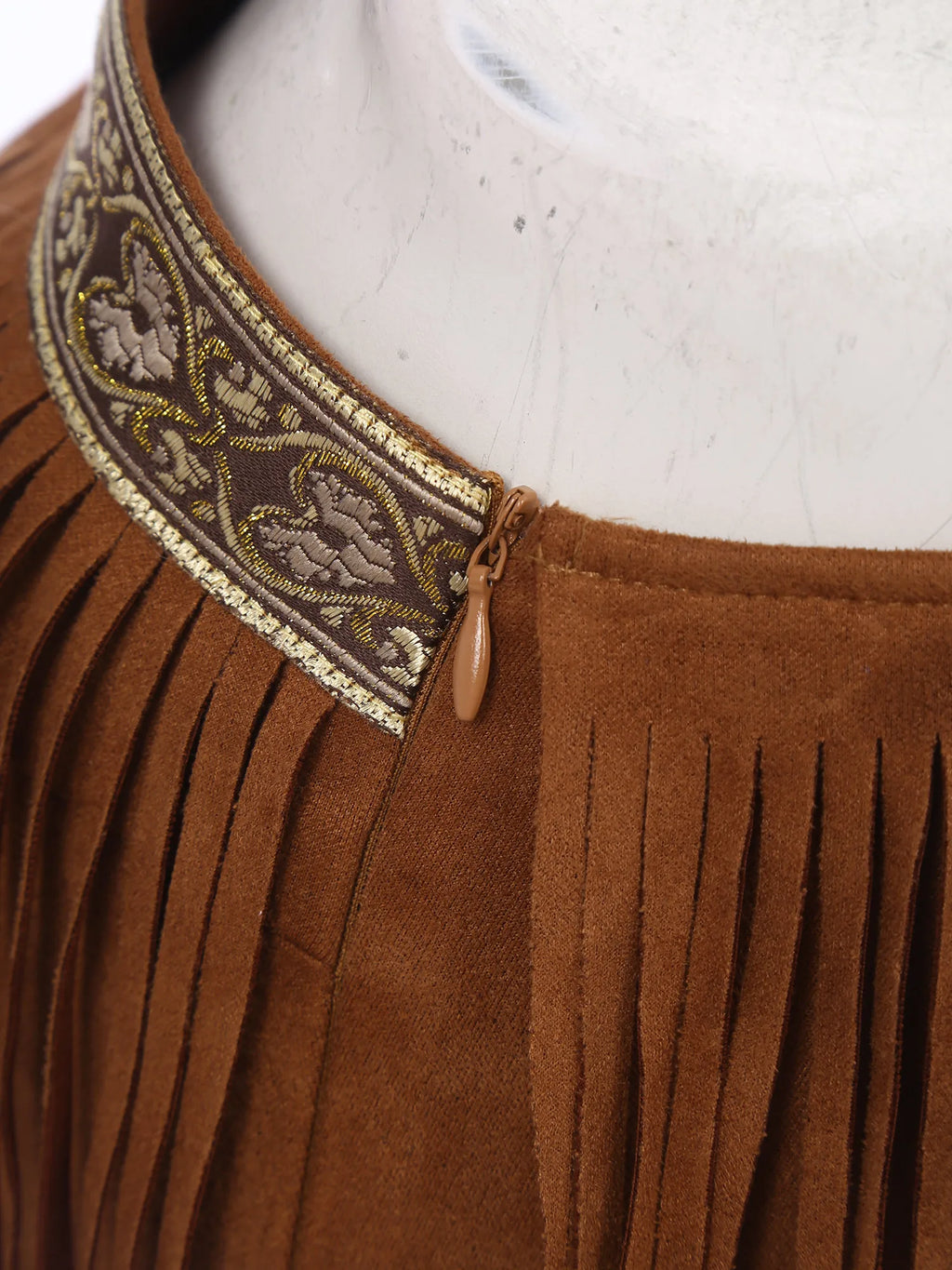 Womens Indian Native Cosplay Costume Halloween Cosplay Party Dress One Shoulder Sleeveless Fringe Dress Up with Tassel Sleeves