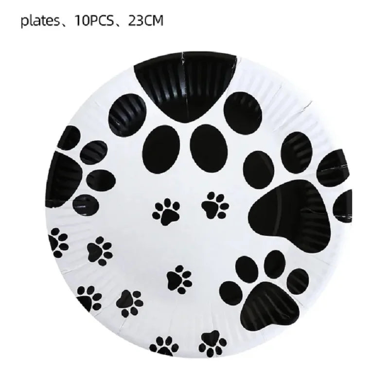 Puppy Themed Birthday Party Decorations Plastic Table Cover for Arts Dog and Cat Paw Party Supplies Disposable Tablecloth