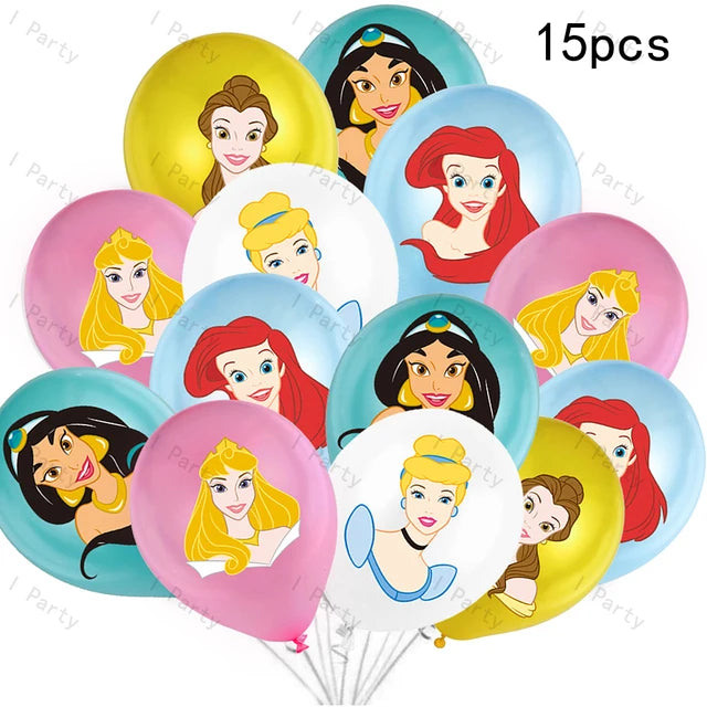 Princess Snow Queen Theme Disposable Tableware Decorations Kid Girl Birthday Party Supplies Princess Cup Plate Tablecloth Set