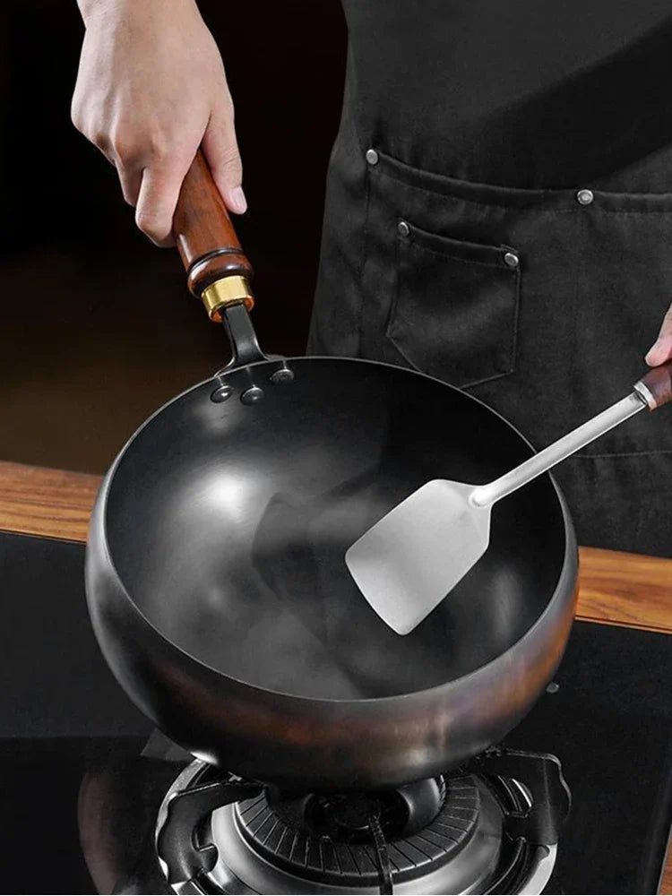 Handmade Forging Big Belly Pot Uncoated NON-STICK PAN Household Small Flat Bottom Frying Pan Kitchen Gas Stove Universal Pan