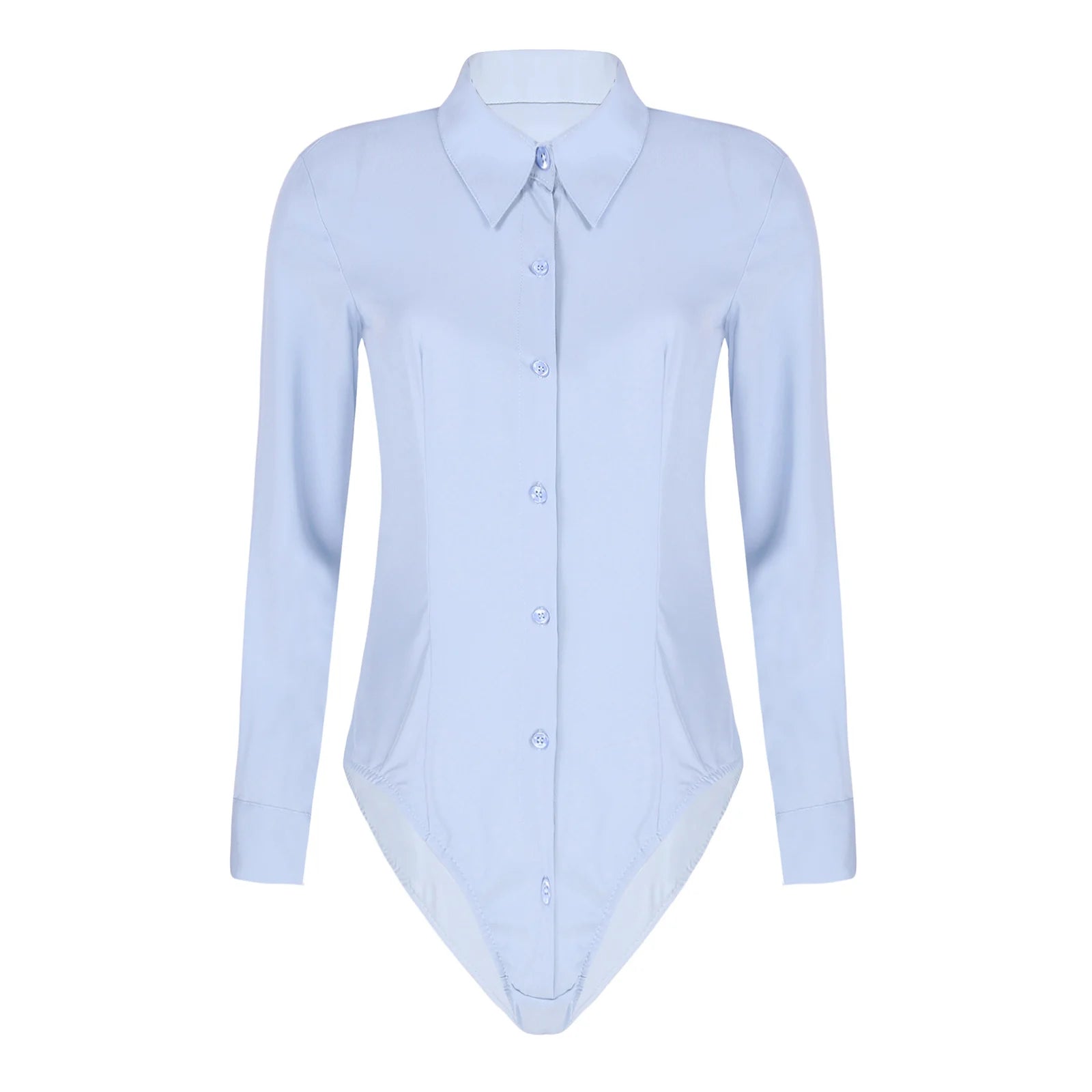 Women Office Lady Work White Bodysuit Long Sleeve OL Shirt Leotard Women's Clothing Female Turn Down Collar Tops Body Blouse